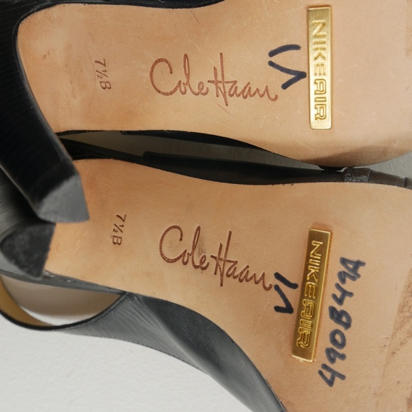 Cole Haan Womens Black Sling Back Peep Toe Shoe